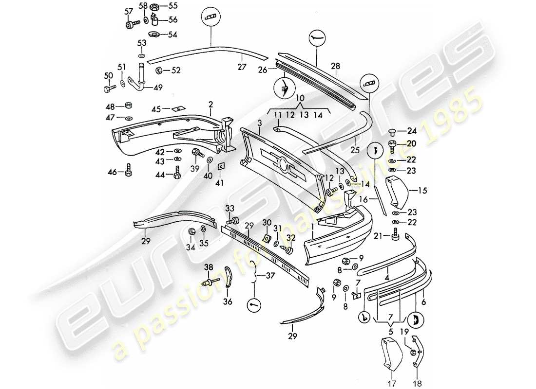 porsche 1966 (911/912) parachoques - d - mj 1969>> diagrama de piezas