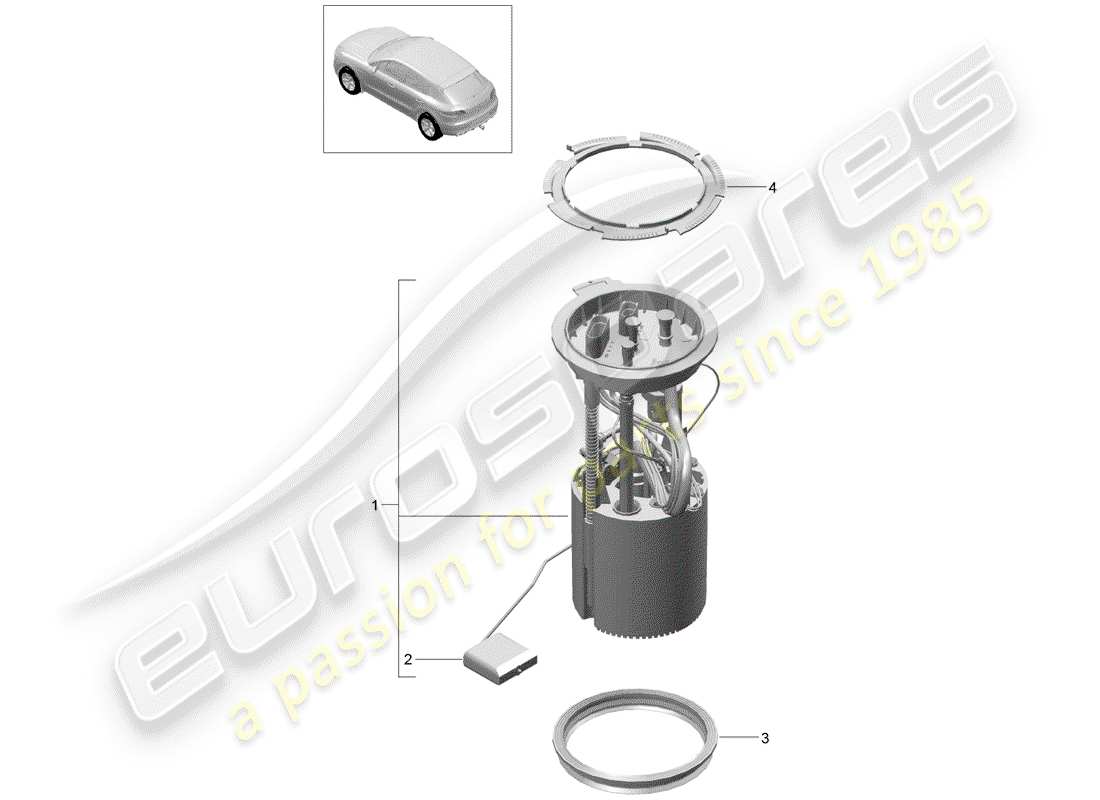 porsche 2016 (macan) diagrama de piezas de la bomba de combustible
