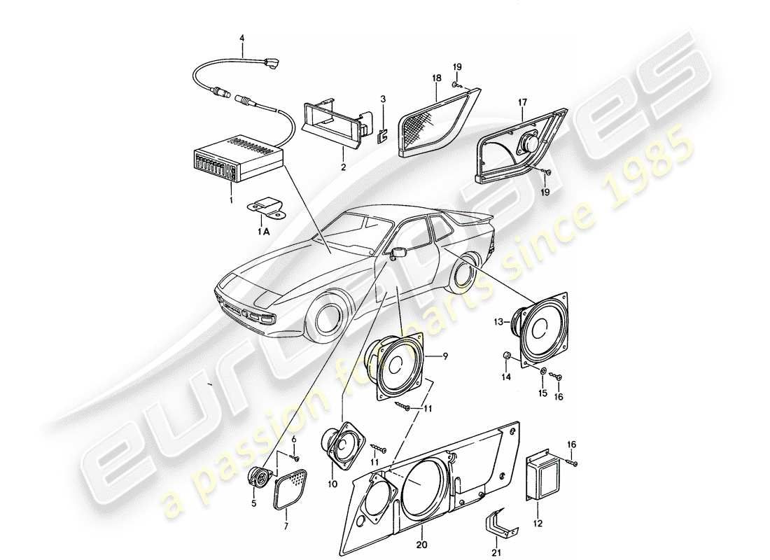 porsche 1986 (944) para - sistema de sonido diagrama de piezas