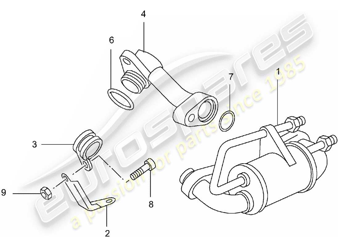 porsche 2002 (996 turbo / gt2) enfriamiento de combustible diagrama de piezas