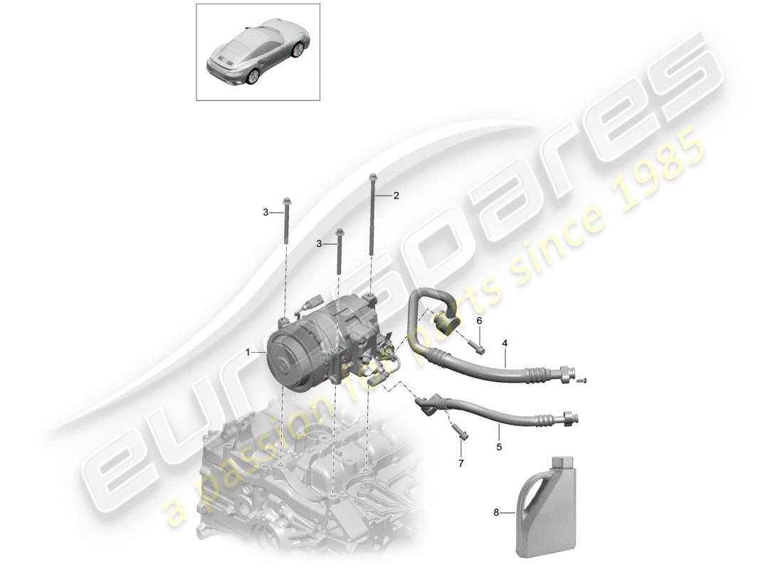 porsche 2020 (991-2 turbo) diagrama de piezas del compresor