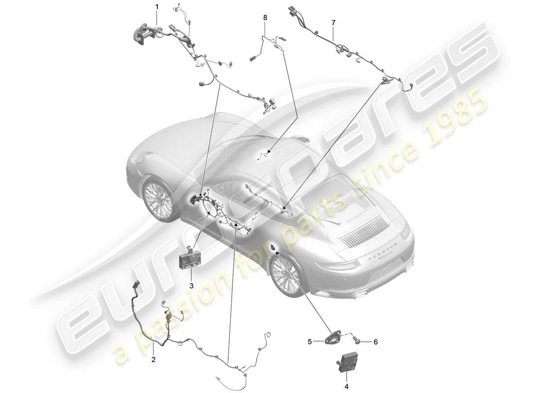 porsche 2020 (991-2) cableando arneses diagrama de piezas