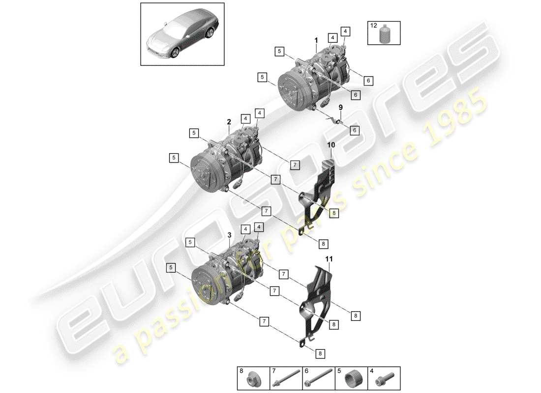 porsche 2020 (panamera 971-1) compresor diagrama de piezas