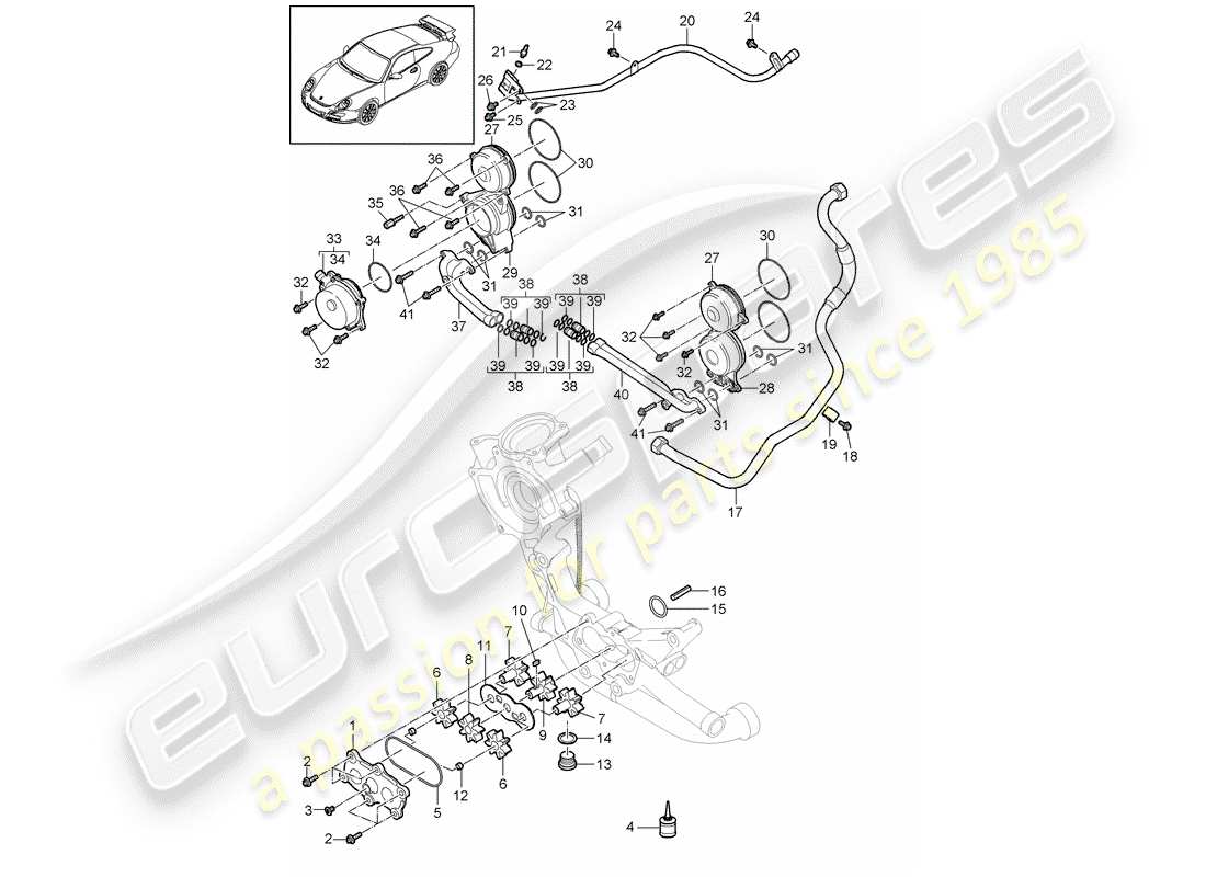 porsche 2007 (997-1 gt3) suministro de petróleo diagrama de piezas