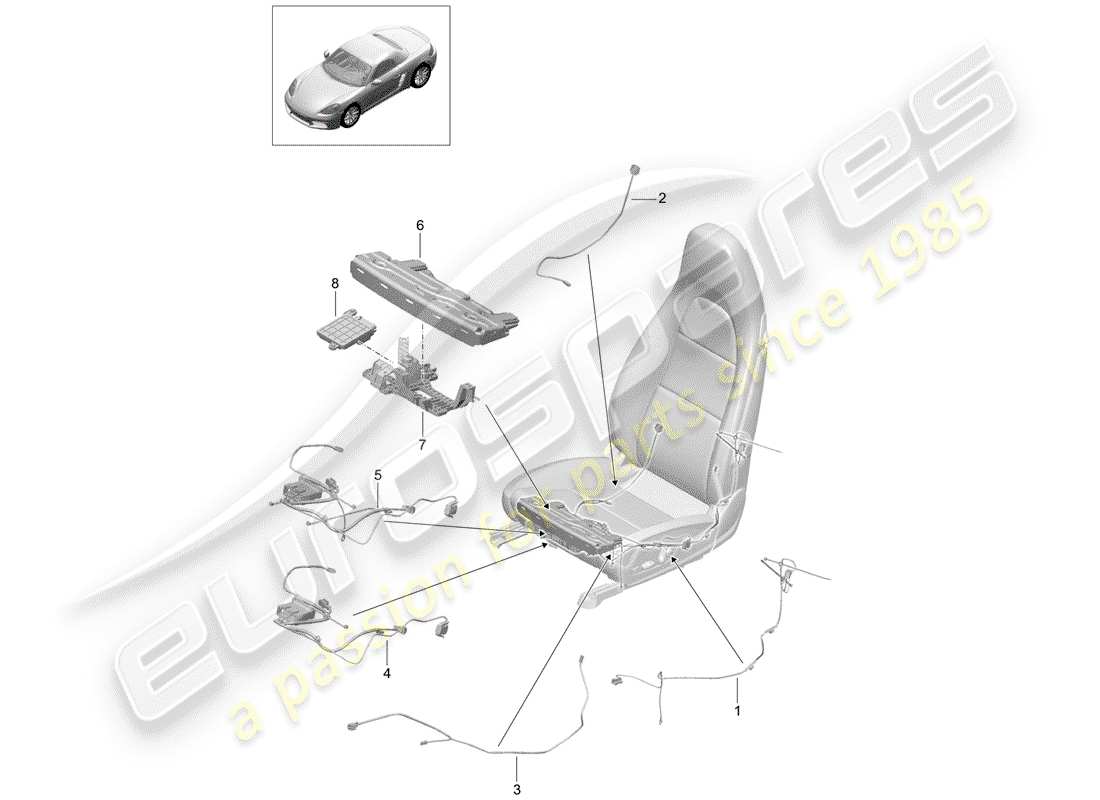 porsche 2017 (718 boxster) cableando arneses diagrama de piezas