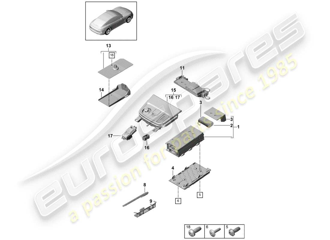 porsche 2019 (panamera 971-1) para vehículos con teléfono diagrama de piezas
