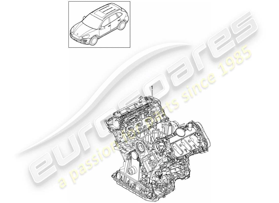 porsche 2016 (cayenne e2 92a) diagrama de piezas de bloque largo