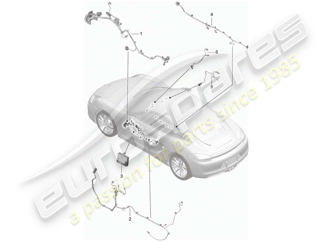 porsche 2014 (981 cayman) cableando arneses diagrama de piezas