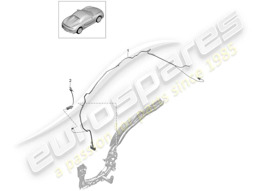 porsche 2016 (981 boxster spyder) diagrama de piezas de capota convertible