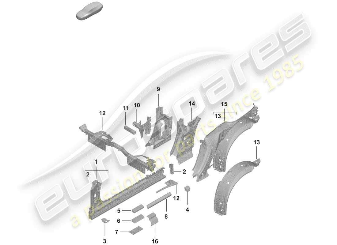 porsche 2020 (992-1) diagrama de piezas del umbral
