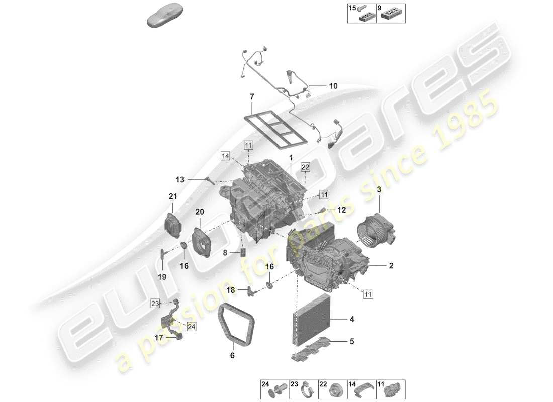 porsche 2020 (992-1) aire acondicionado diagrama de piezas