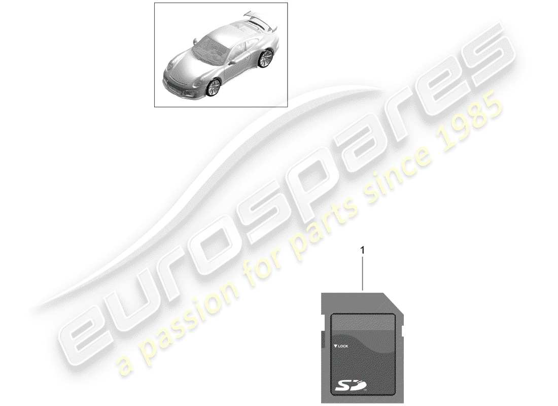porsche 2017 (991-2 r/gt3/rs) tarjeta sd diagrama de piezas