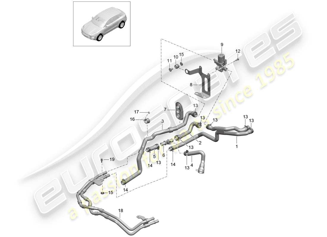 porsche 2014 (macan) diagrama de piezas del calentador