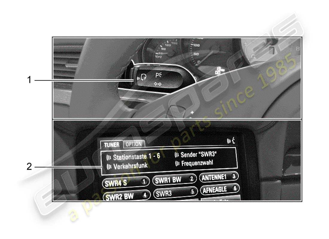 porsche 2012 (tequipment 98x/99x) selección de idioma diagrama de piezas