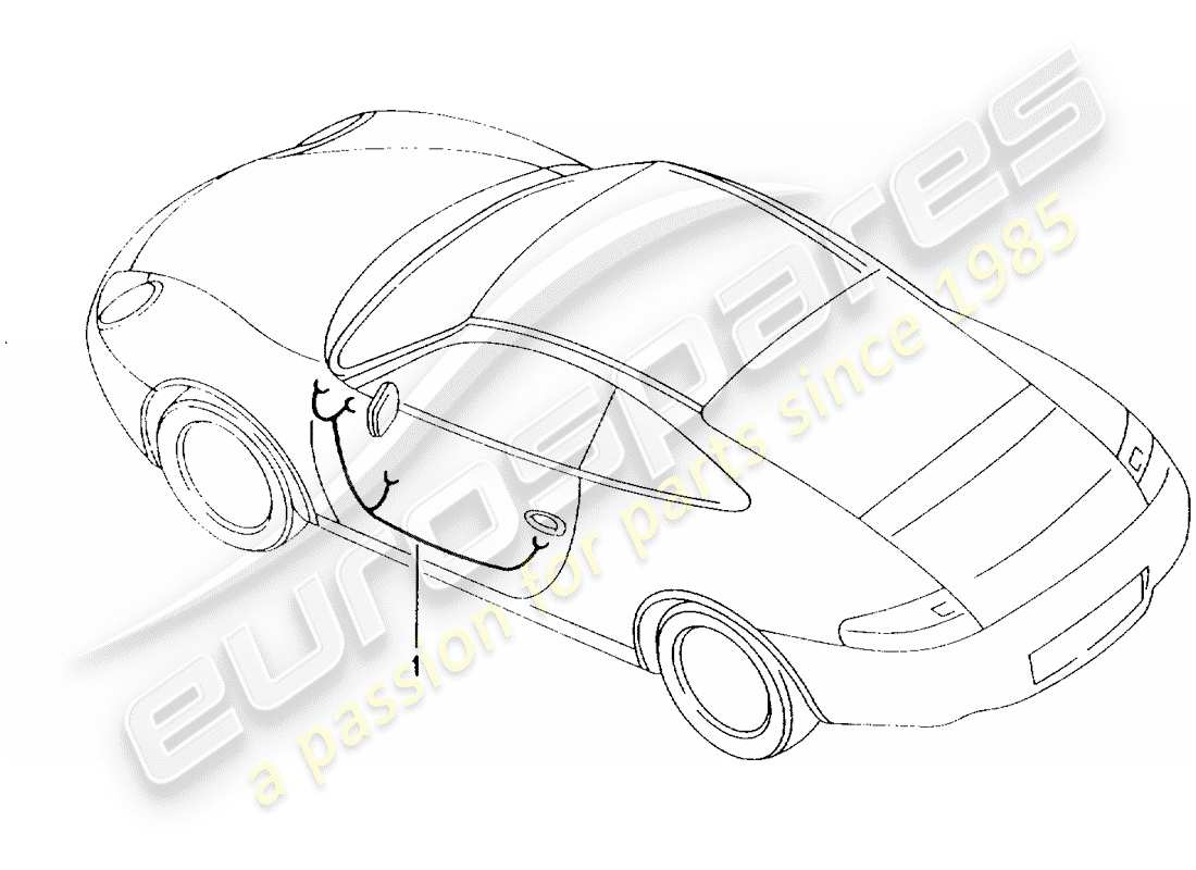 porsche 2002 (996) arneses de cableado - puerta del conductor - puerta del pasajero - mecanismo de operación - capota convertible - subchasis diagrama de piezas