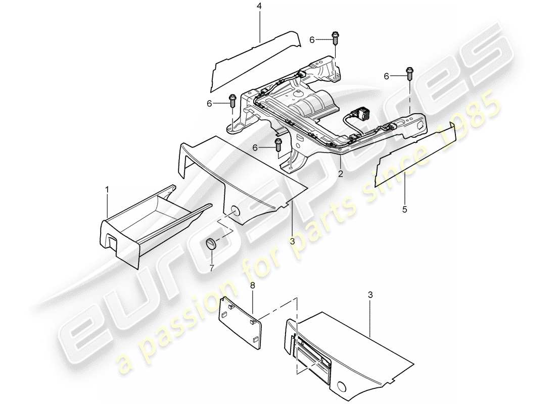 porsche 2003 (cayenne e1 9pa) estructura del asiento diagrama de piezas