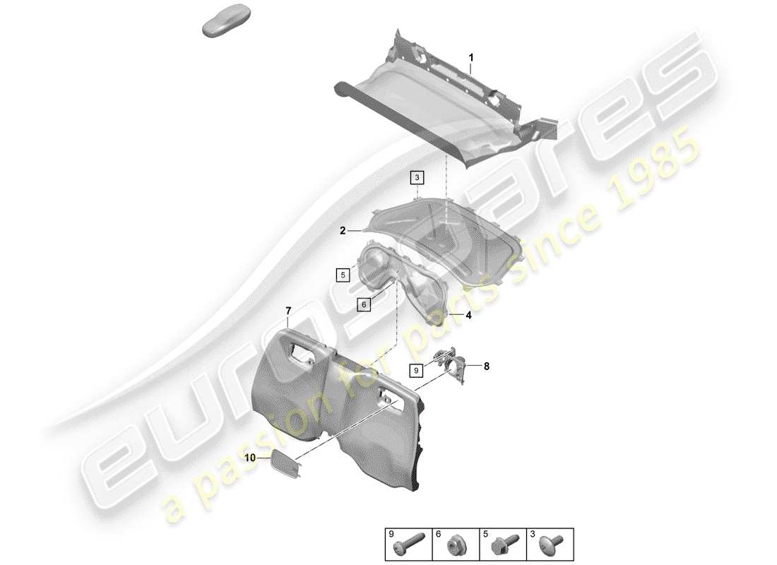 porsche 2020 (718 boxster spyder) diagrama de piezas de trims