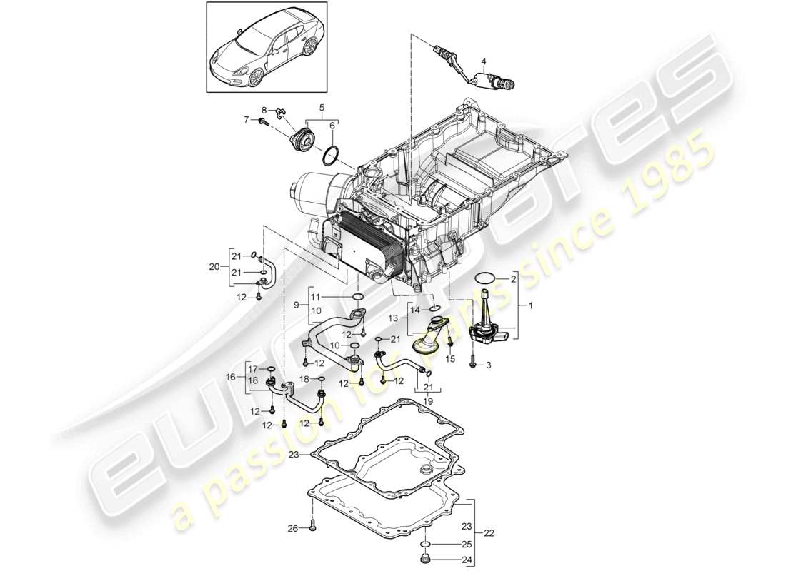 porsche 2010 (cayenne e1 9pa) cárter de aceite del colector de admisión diagrama de piezas