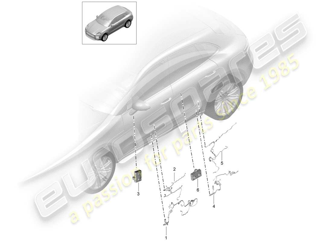porsche 2019 (macan) diagrama de piezas del arnés