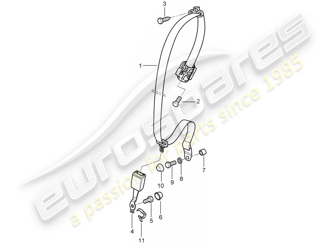 porsche 997 t/gt2 (2008) cinturón de seguridad diagrama de piezas