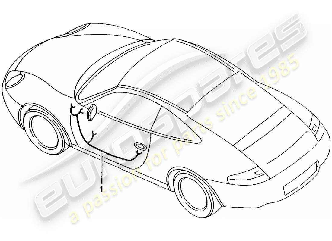 porsche 2003 (996 gt3) arneses de cableado - puerta del conductor - puerta del pasajero diagrama de piezas