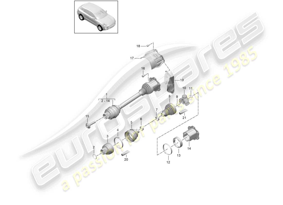 porsche 2017 (macan) eje de transmisión d - mj 2017>> diagrama de piezas