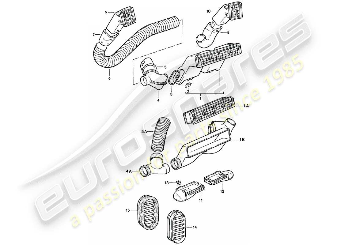 porsche 1981 (924) ventilación de aire - manguera de aire - f >> 92-cn402 197 - f >> 93-cn100 305 - f >> 93-bn700 450 diagrama de piezas