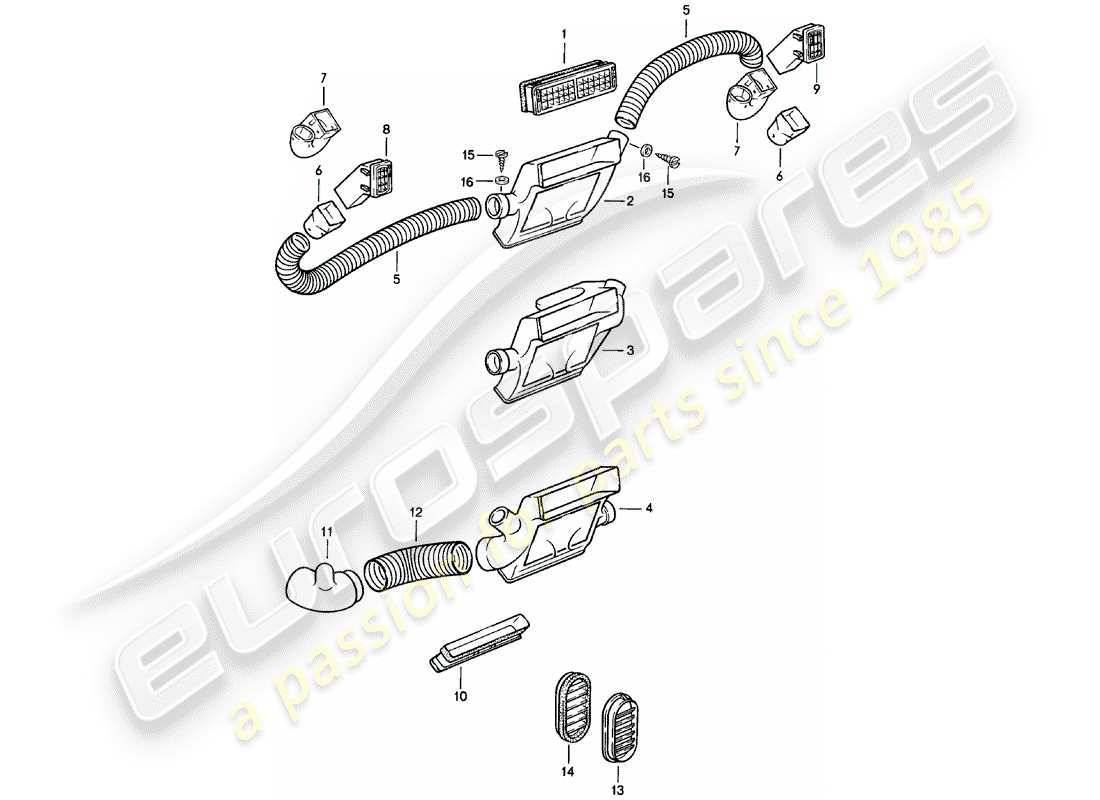 porsche 1981 (924) acabado - ventilación de aire - manguera de aire - f 92-cn402 198>> - f 93-cn100 306>> diagrama de piezas