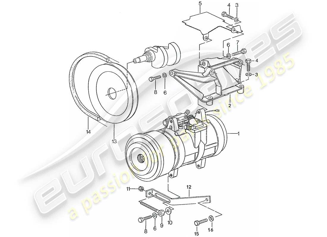 porsche 1991 (928) compresor - montaje diagrama de piezas