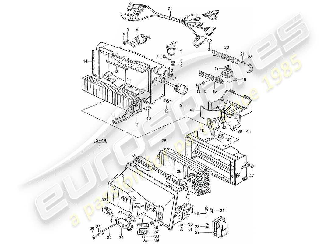 porsche 1990 (928) aire acondicionado - diagrama de piezas del aire acondicionado