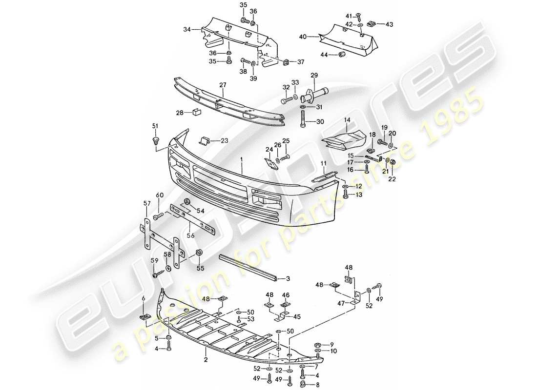 porsche 1990 (944) funda para parachoques - parachoques diagrama de piezas