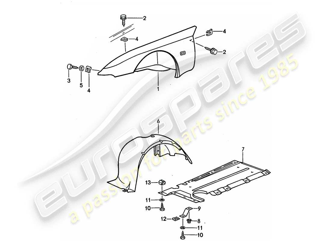 porsche 1990 (944) defensa diagrama de piezas