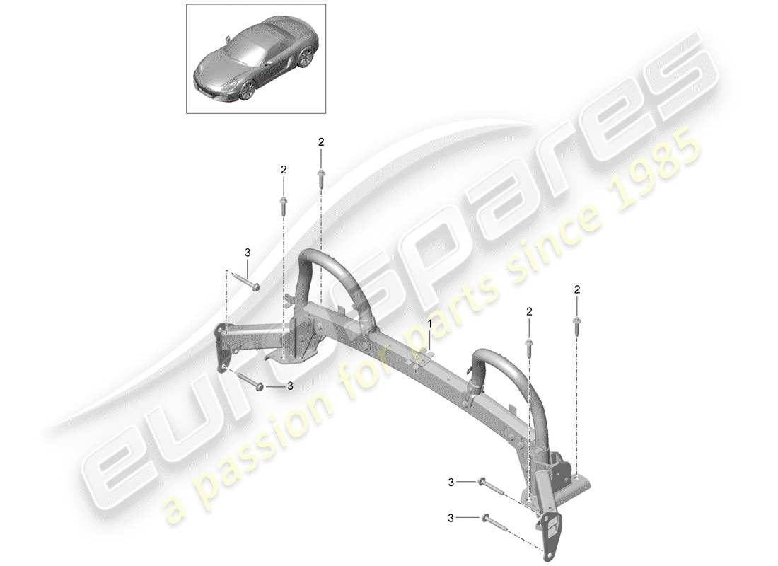porsche 2012 (981 boxster) diagrama de piezas de la barra antivuelco