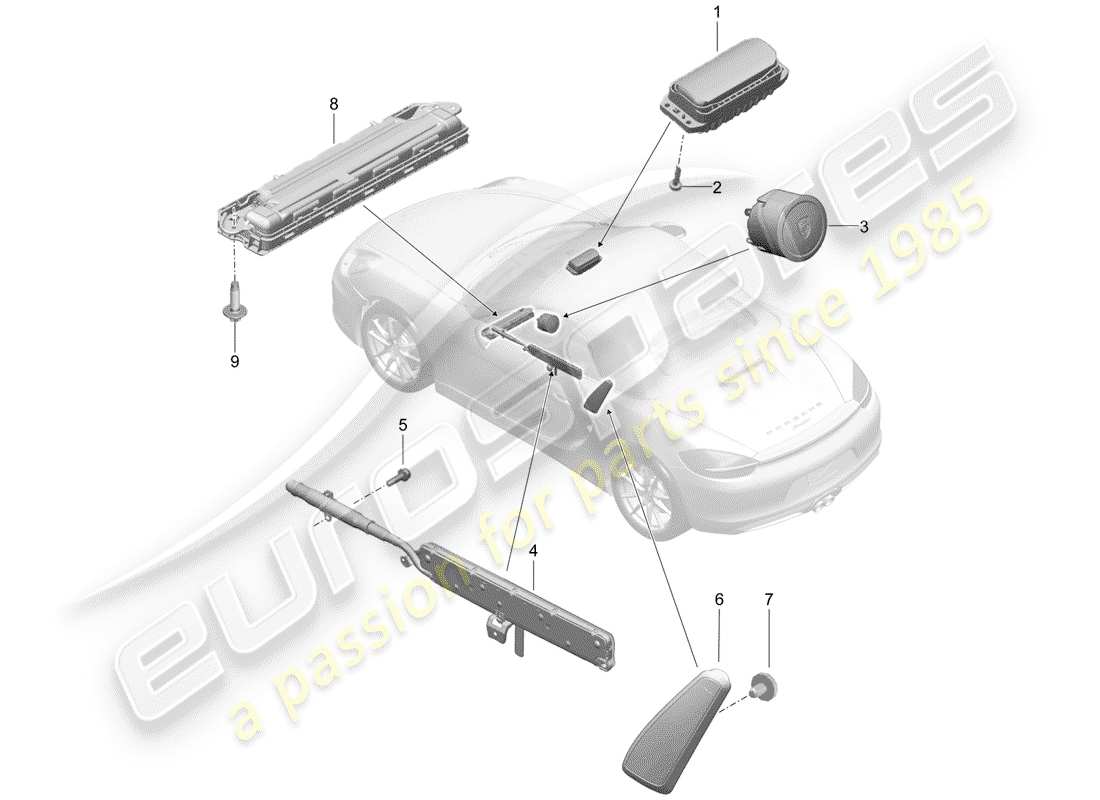 porsche 2012 (981 boxster) bolsa de aire diagrama de piezas