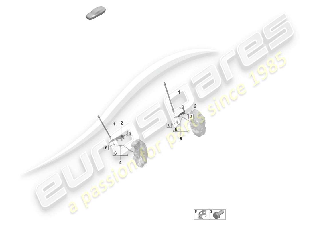 porsche 2019 (992-1) diagrama de piezas del tubo/manguera de freno desde la manguera de freno hasta la carcasa de la pinza de freno