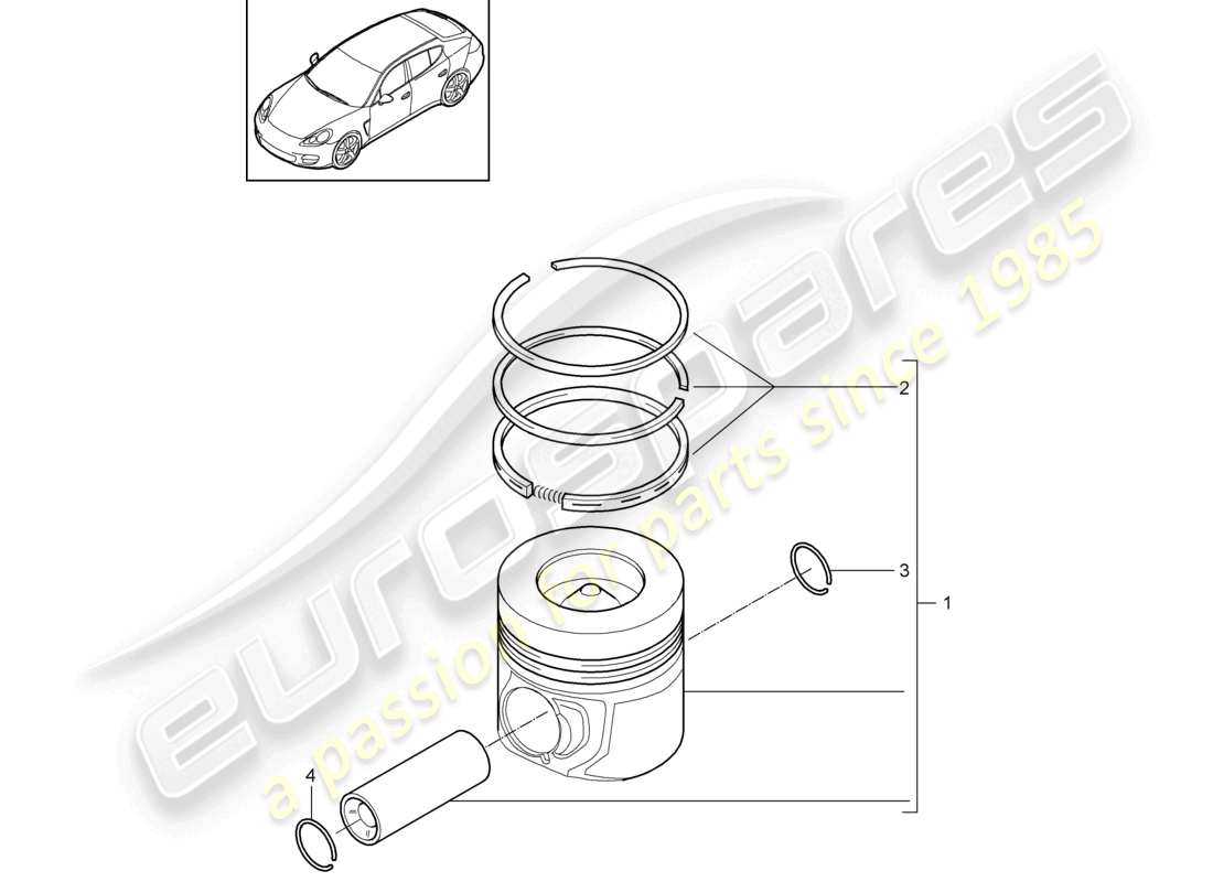 porsche 2010 (cayenne e1 9pa) juego de pistones 1: anillos de pistón diagrama de piezas