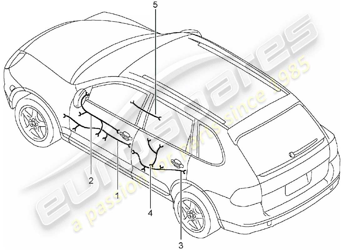 porsche 2005 (cayenne e1 9pa) arneses de cableado diagrama de piezas