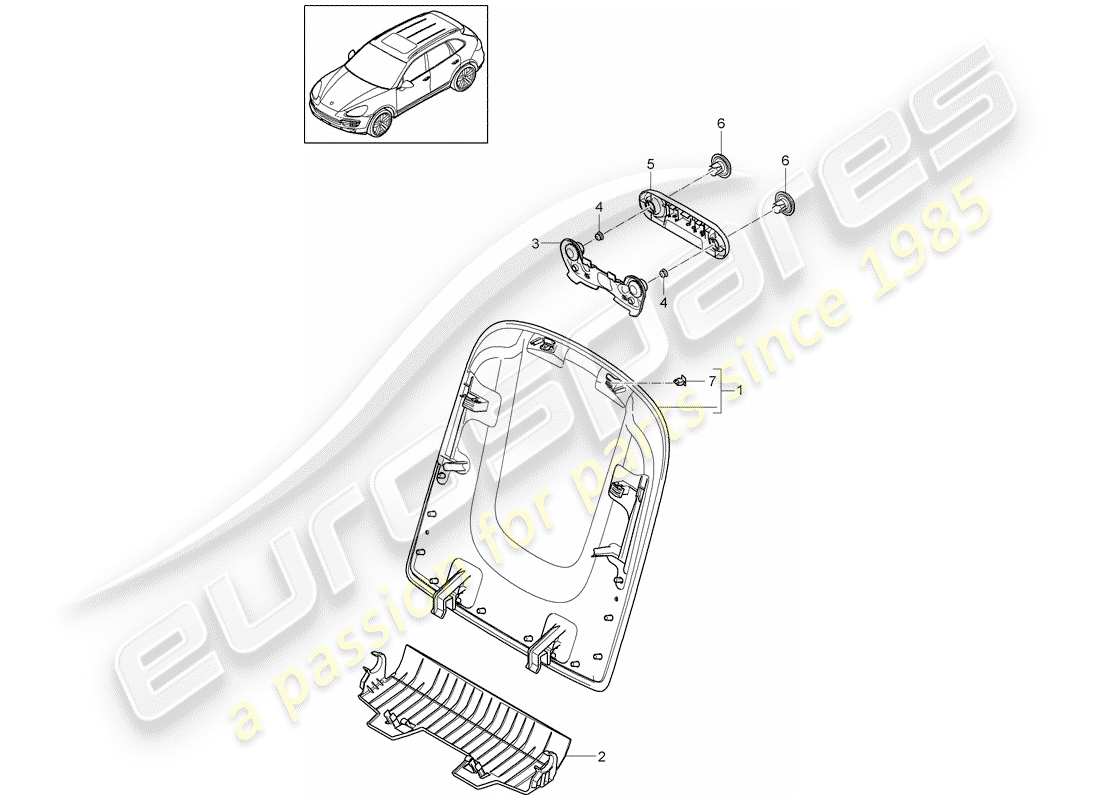 porsche 2016 (cayenne e2 92a) diagrama de piezas de la cubierta