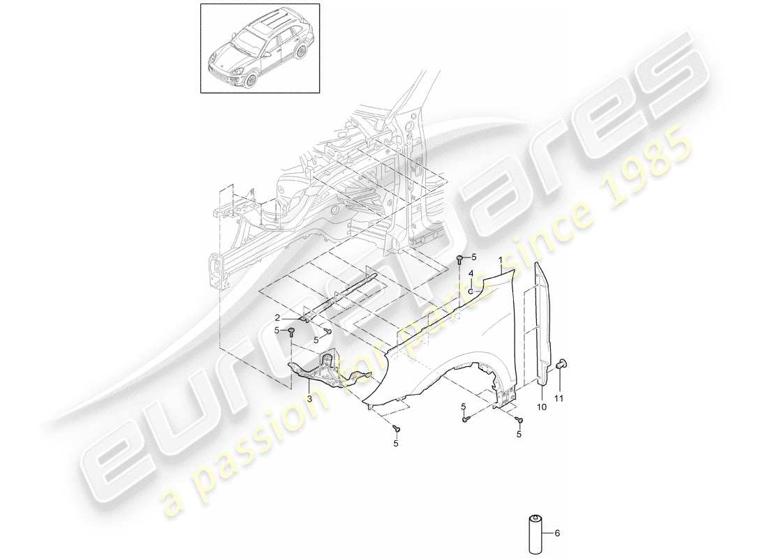 porsche 2018 (cayenne e2 92a) defensa diagrama de piezas