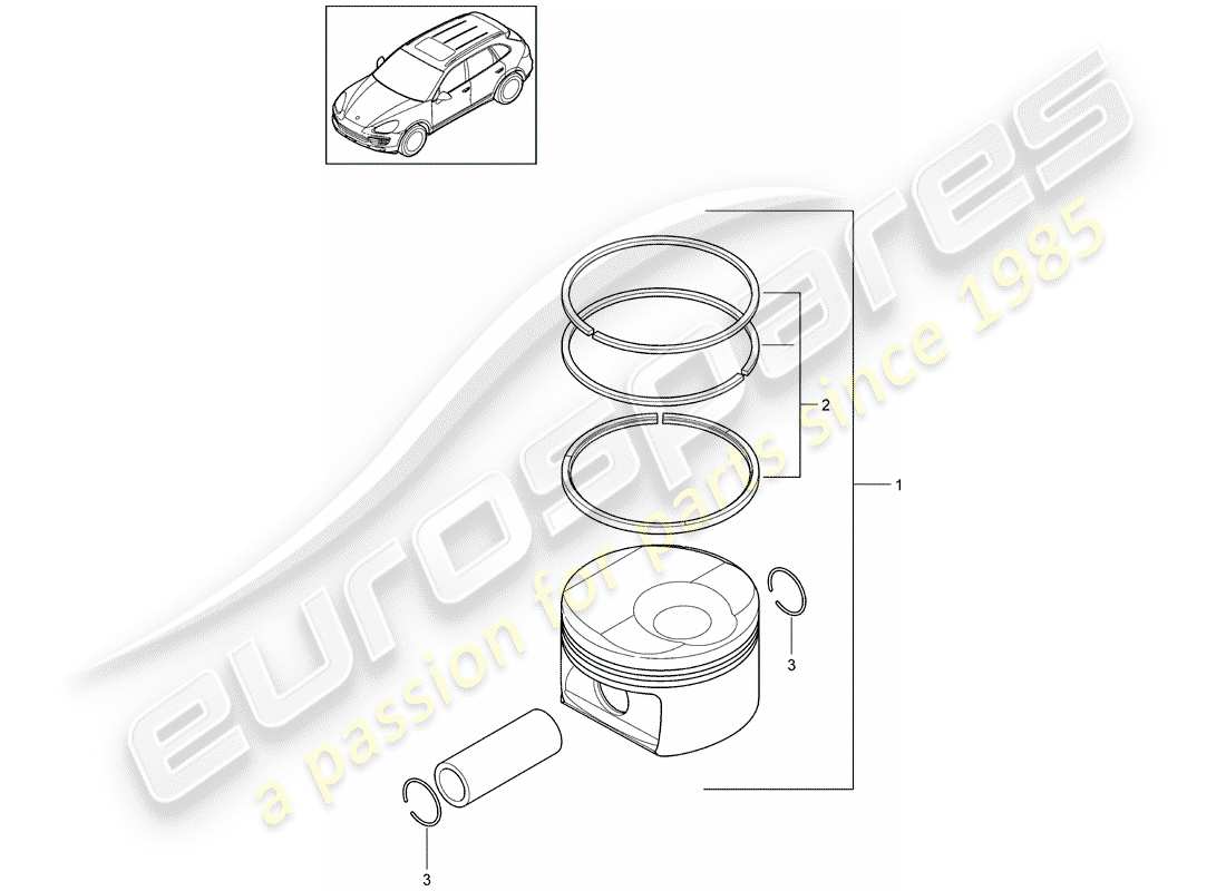 porsche 2016 (cayenne e2 92a) diagrama de piezas del pistón