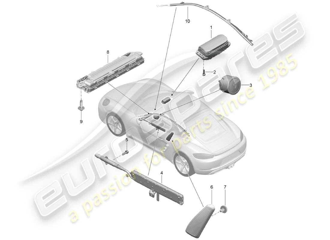 porsche 2017 (718 cayman) diagrama de piezas del airbag