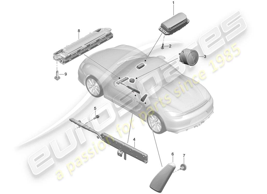 porsche 2016 (981 boxster spyder) diagrama de piezas del airbag
