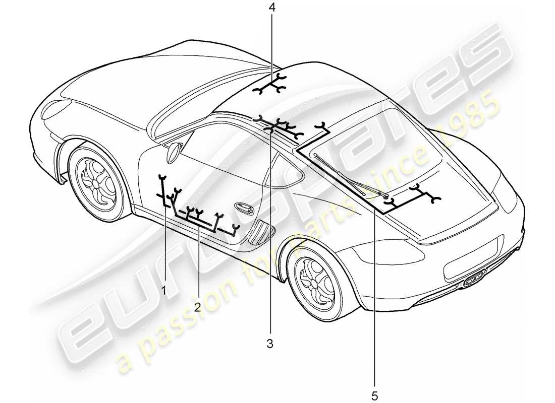 porsche 2007 (987 cayman) arneses de cableado diagrama de piezas