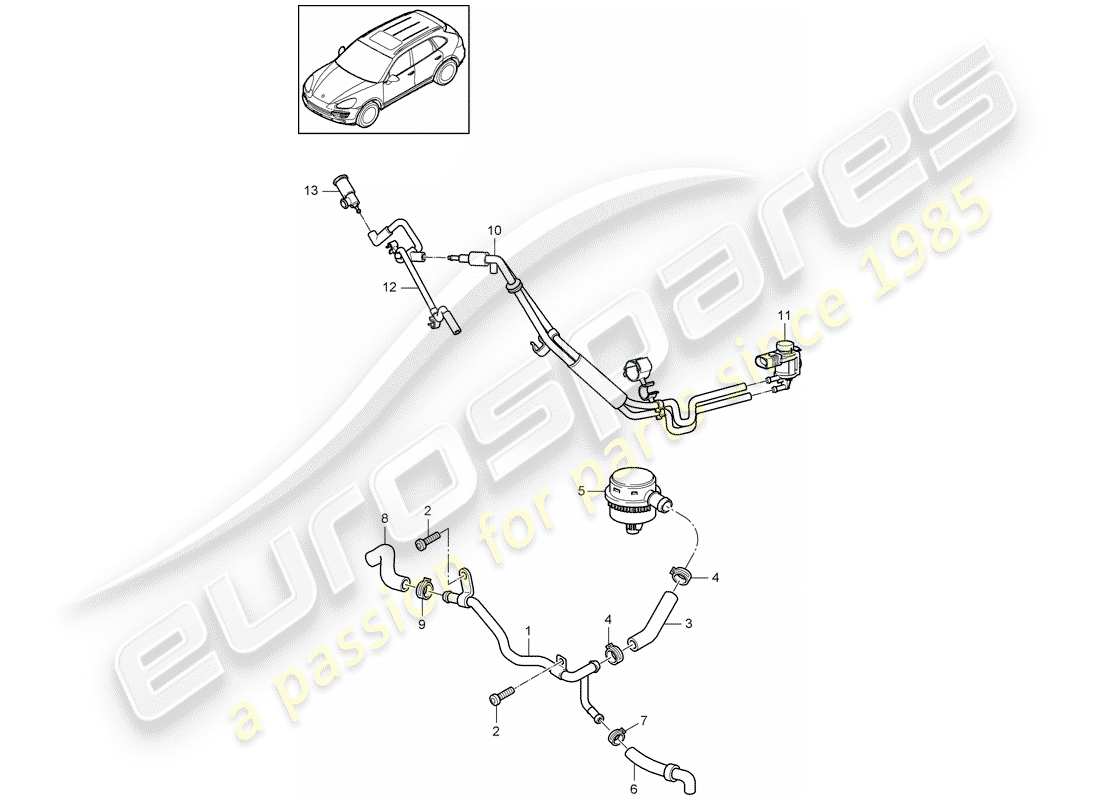 porsche 2016 (cayenne e2 92a) diagrama de piezas del respiradero del cárter
