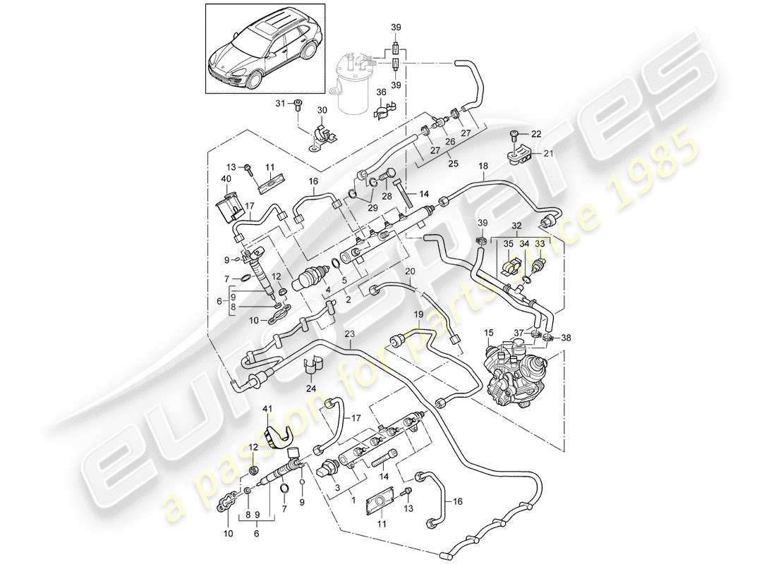 porsche 2016 (cayenne e2 92a) diagrama de piezas del tubo de recogida de combustible