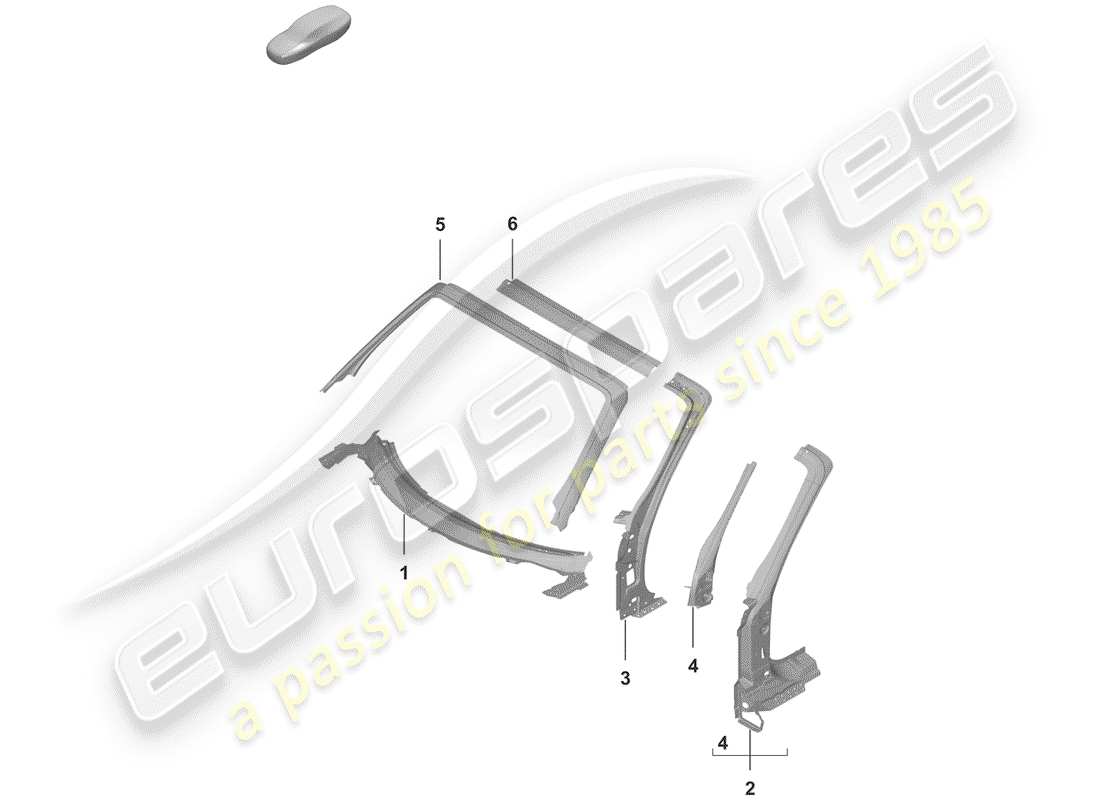 porsche 2020 (992-1) diagrama de piezas del pilar a