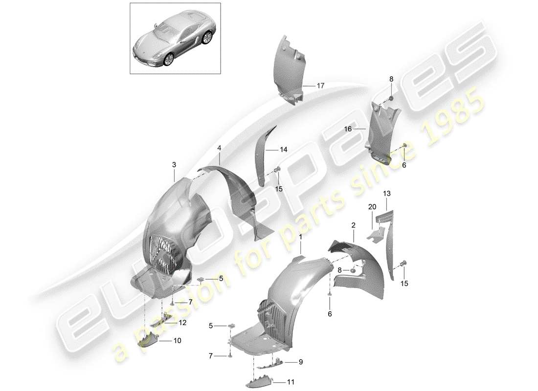 porsche 2015 (981 cayman) diagrama de piezas de trims