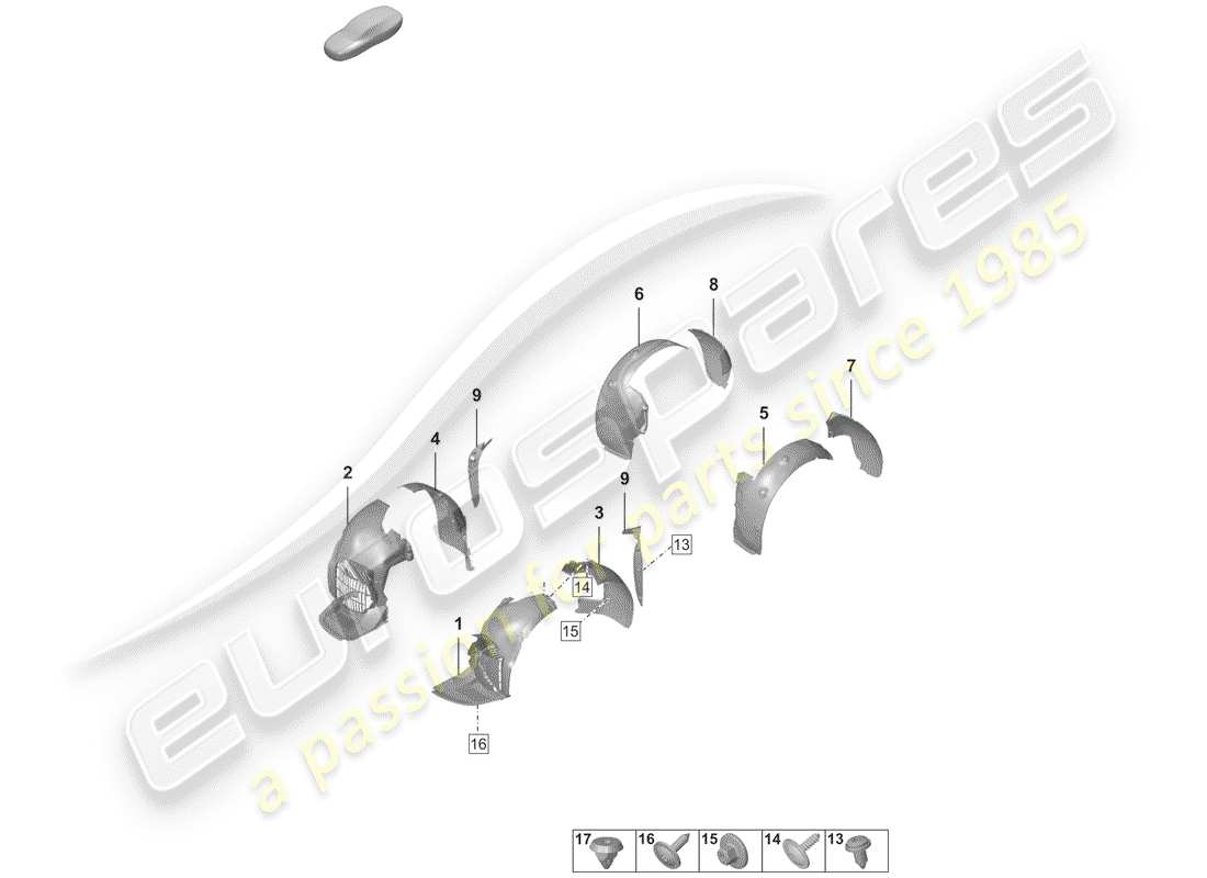 porsche 2019 (992-1) protector de timonera diagrama de piezas