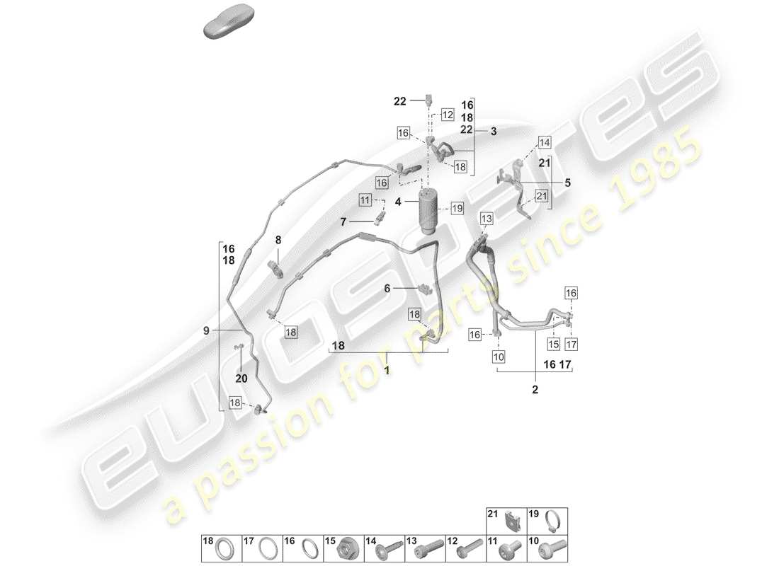 porsche 2019 (992-1) aire acondicionado diagrama de piezas