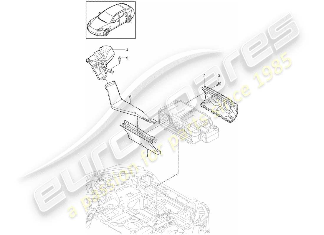 porsche 2010 (panamera 970) diagrama de piezas del conducto de aire